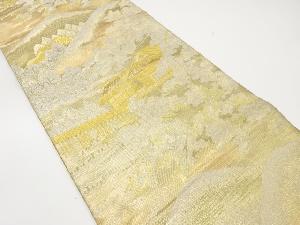 アンティーク　佐賀錦　橋に家屋風景模様織り出し袋帯（材料）